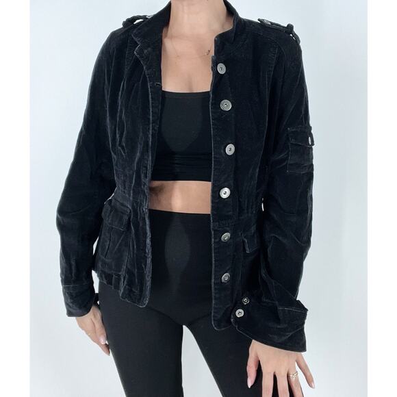 Calvin Klein Black Corduroy Military Utility Jacket Size Medium - Picture 1 of 3